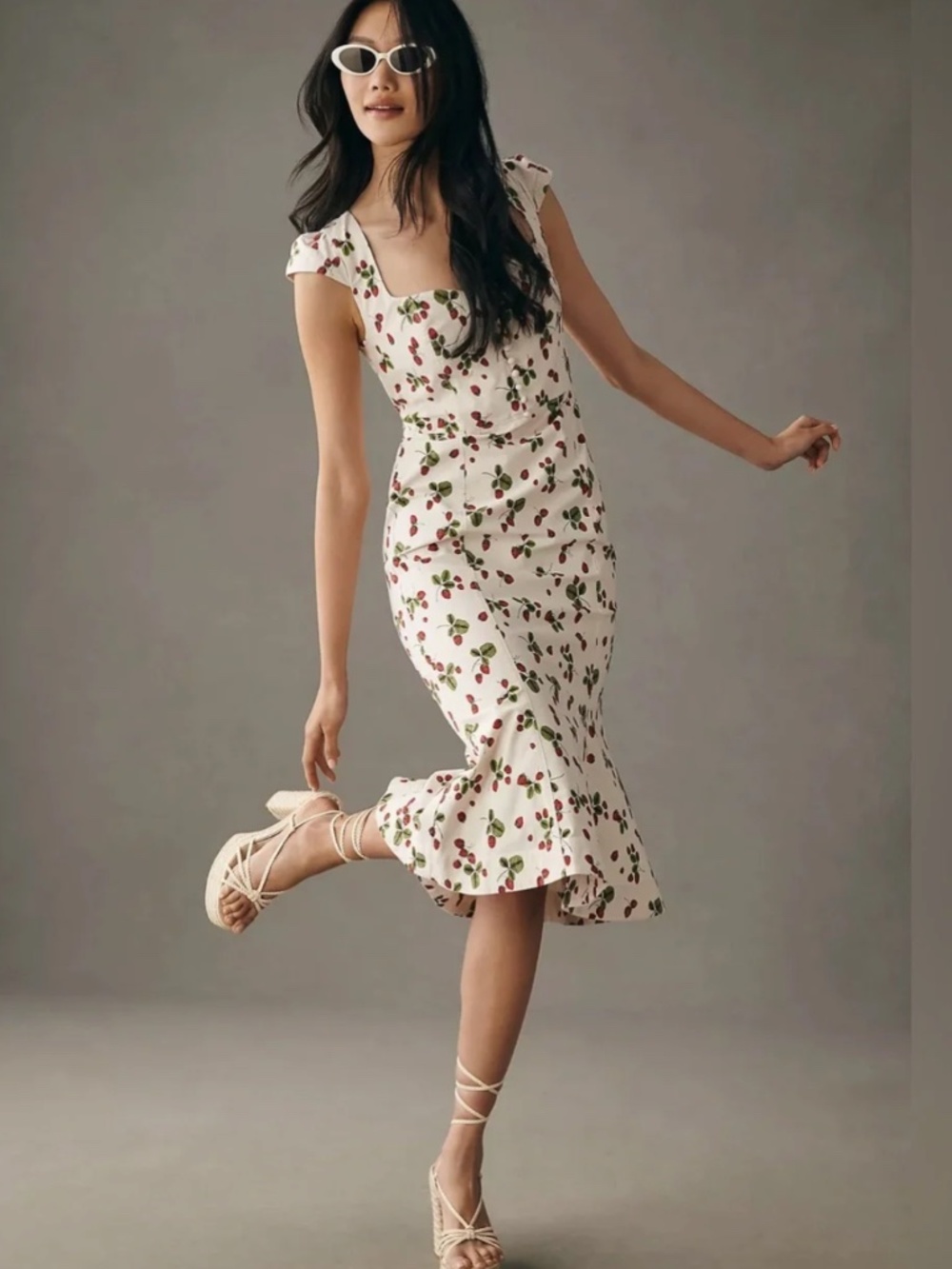 NWT Anthropologie Cecily Fit & Flare Strawberry Sweetheart Dress by Maeve